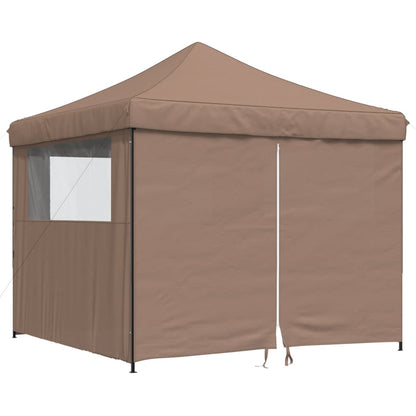 Foldable Party Tent Pop-Up with 4 Sidewalls Brown