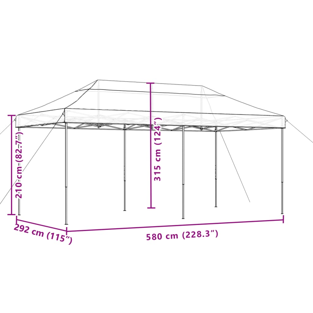 Foldable Party Tent Pop-Up Brown 580x292x315 cm