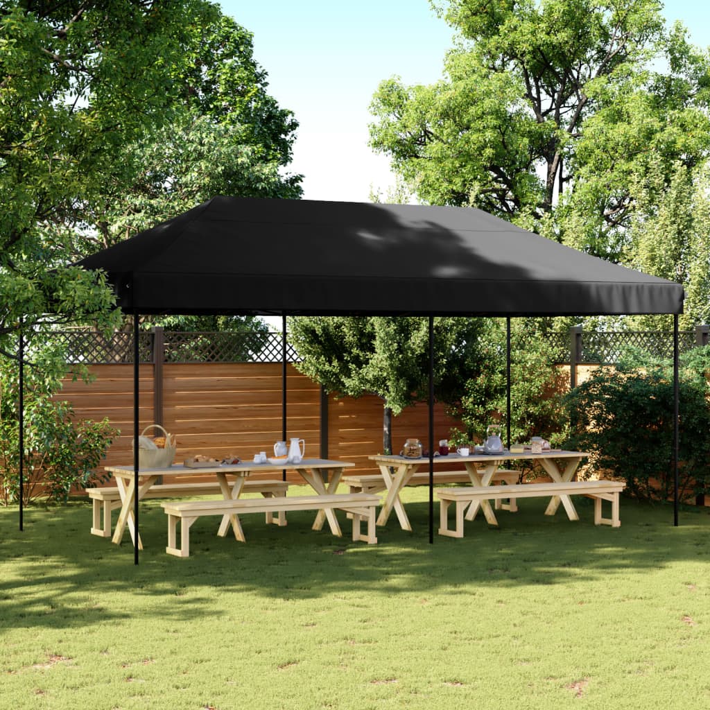 Foldable Party Tent Pop-Up Black 580x292x315 cm