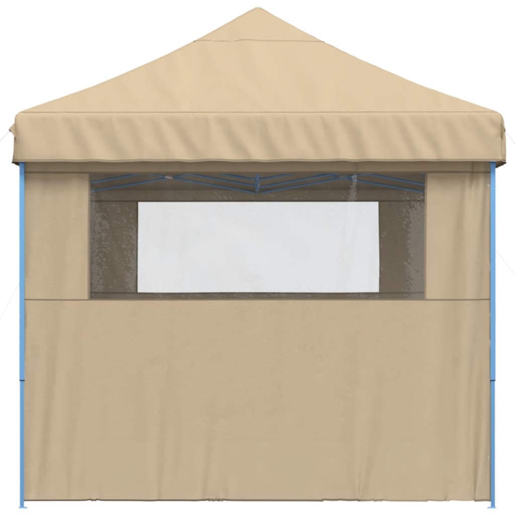 Foldable Party Tent Pop-Up with 3 Sidewalls Beige