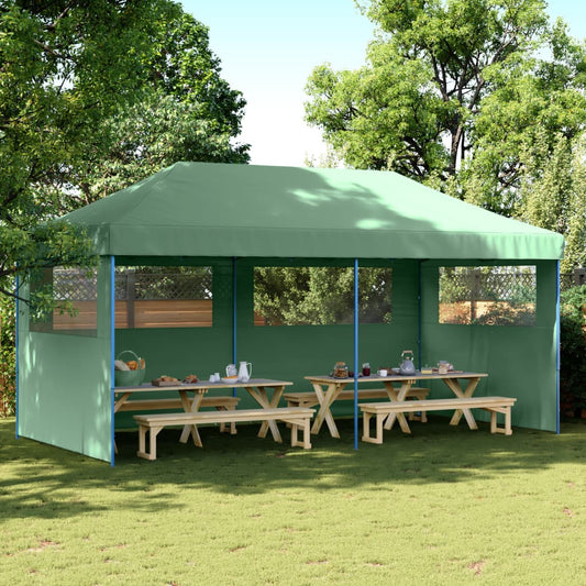 Foldable Party Tent Pop-Up with 3 Sidewalls Green