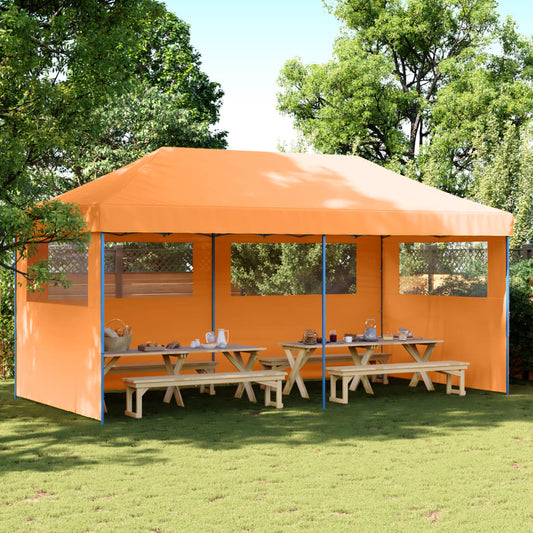 Foldable Party Tent Pop-Up with 3 Sidewalls Orange