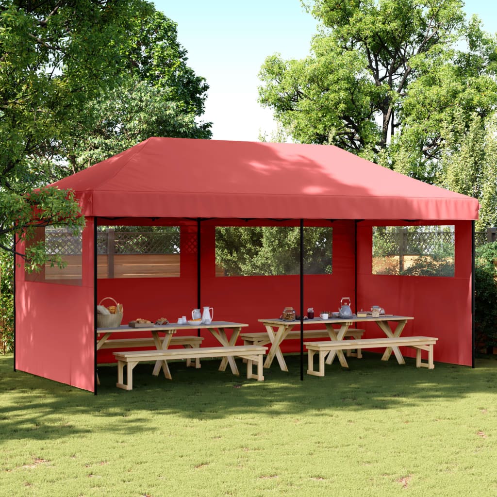 Foldable Party Tent Pop-Up with 3 Sidewalls Burgundy