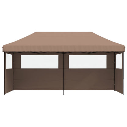 Foldable Party Tent Pop-Up with 3 Sidewalls Brown