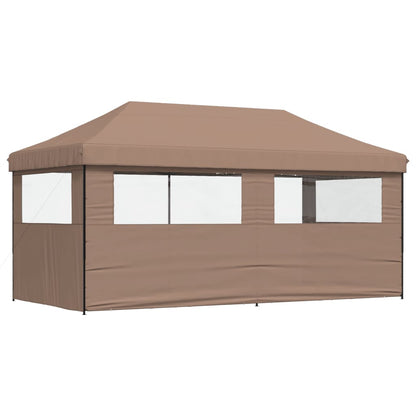 Foldable Party Tent Pop-Up with 3 Sidewalls Brown