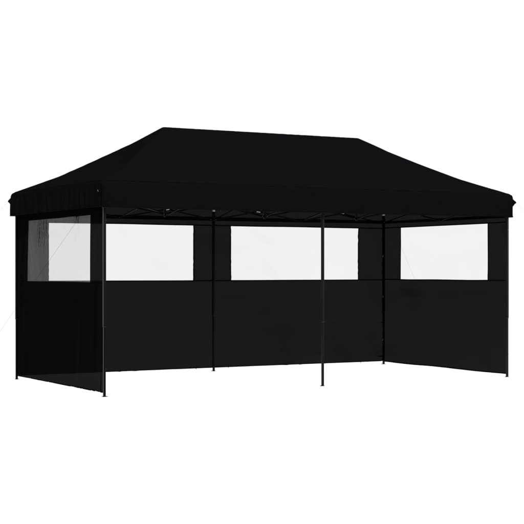 Foldable Party Tent Pop-Up with 3 Sidewalls Black