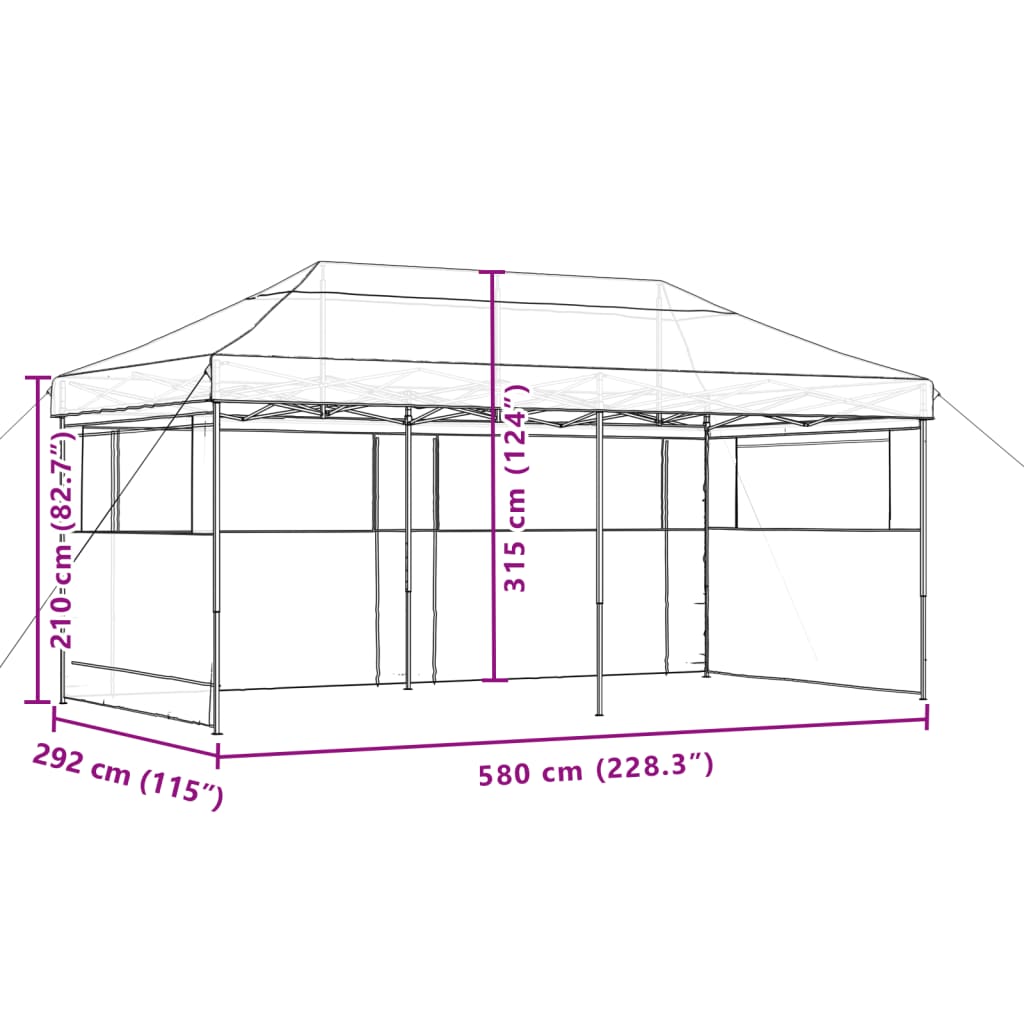 Foldable Party Tent Pop-Up with 3 Sidewalls Black