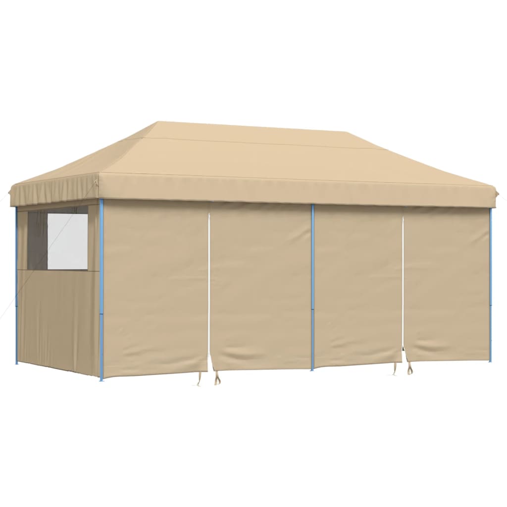 Foldable Party Tent Pop-Up with 4 Sidewalls Beige