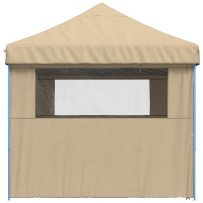 Foldable Party Tent Pop-Up with 4 Sidewalls Beige