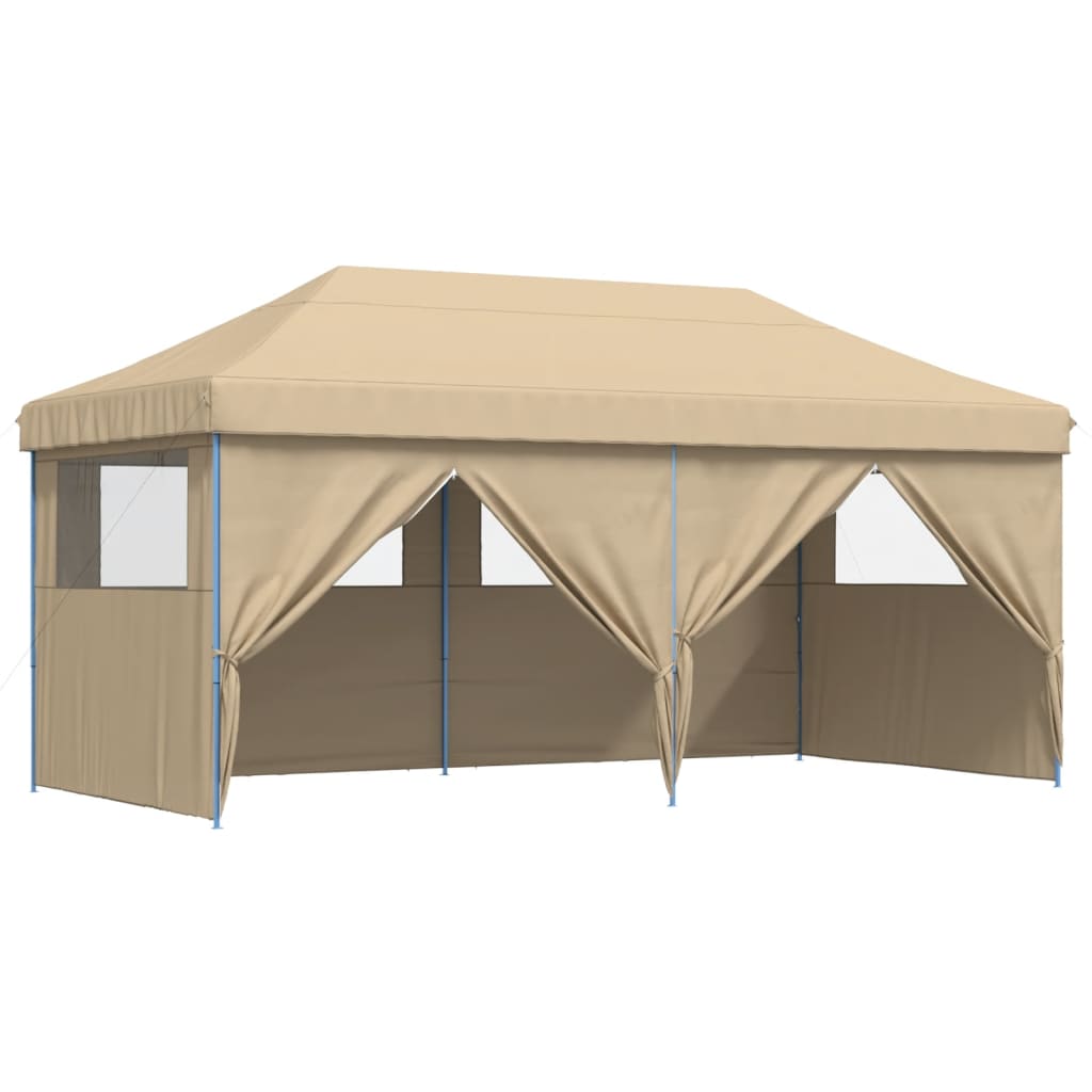 Foldable Party Tent Pop-Up with 4 Sidewalls Beige