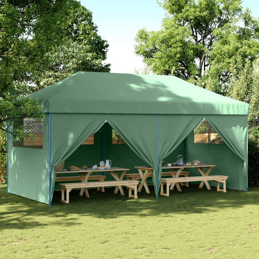 Foldable Party Tent Pop-Up with 4 Sidewalls Green