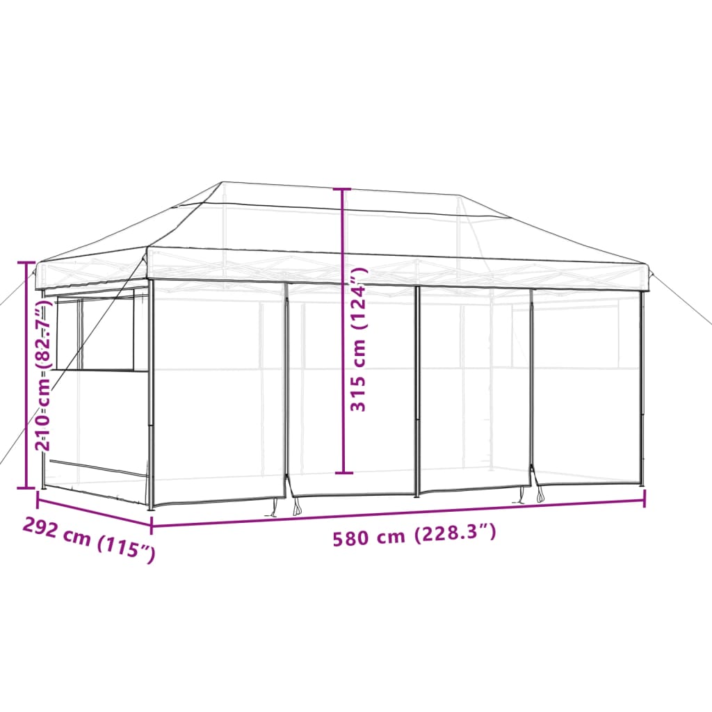 Foldable Party Tent Pop-Up with 4 Sidewalls Burgundy