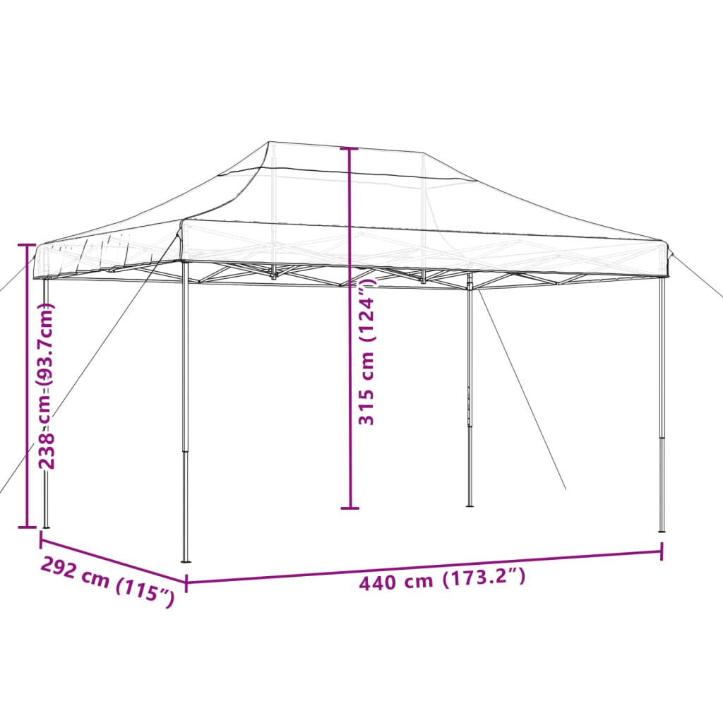 Foldable Party Tent Pop-Up Orange 440x292x315 cm