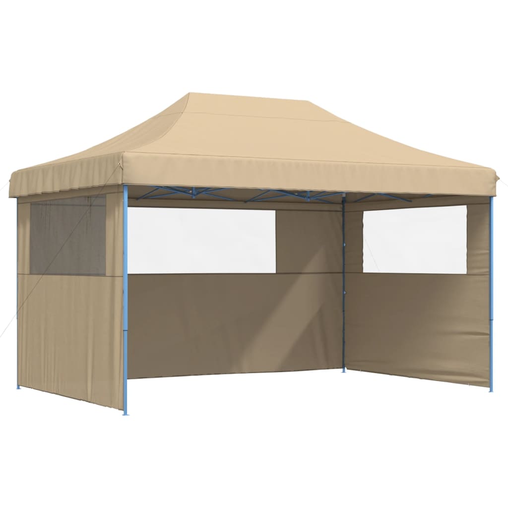 Foldable Party Tent Pop-Up with 3 Sidewalls Beige