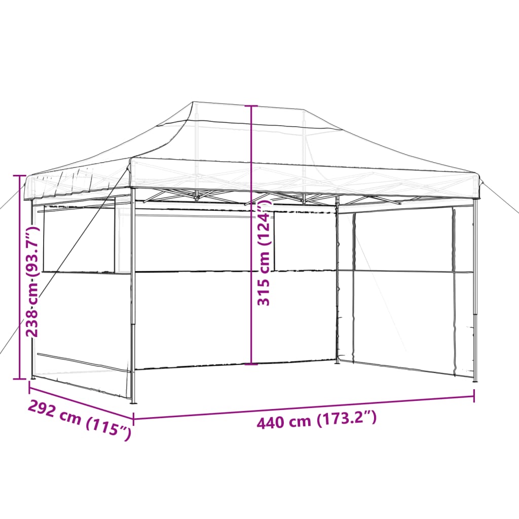 Foldable Party Tent Pop-Up with 3 Sidewalls Taupe