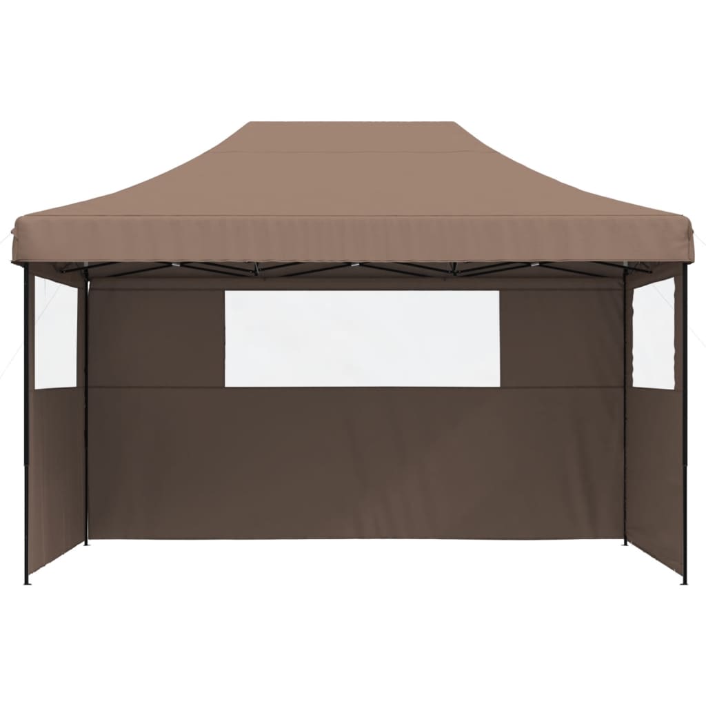 Foldable Party Tent Pop-Up with 3 Sidewalls Brown