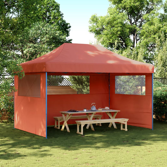 Foldable Party Tent Pop-Up with 3 Sidewalls Terracotta