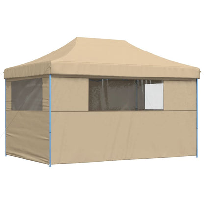 Foldable Party Tent Pop-Up with 4 Sidewalls Beige