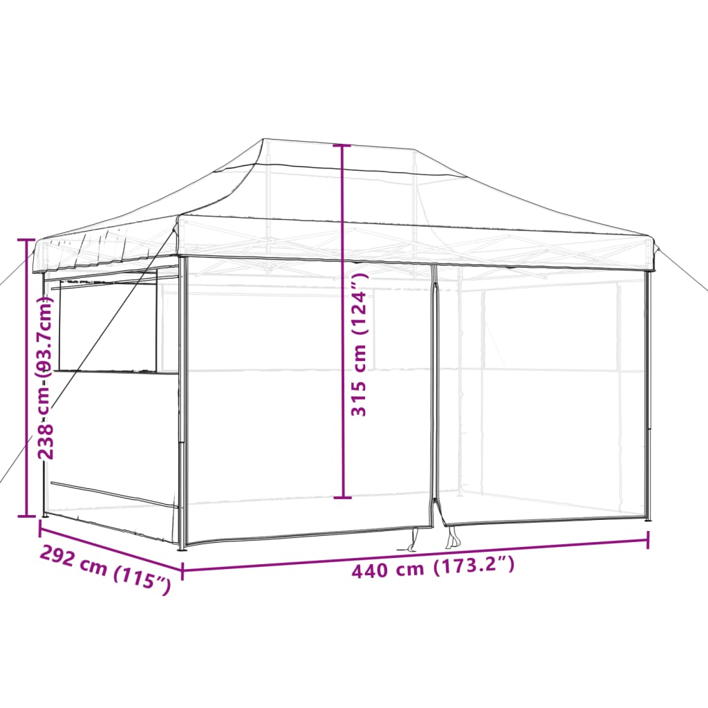 Foldable Party Tent Pop-Up with 4 Sidewalls Orange