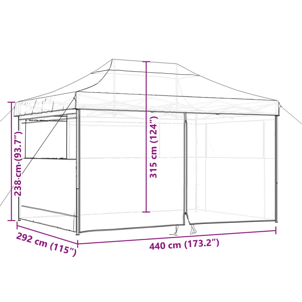 Foldable Party Tent Pop-Up with 4 Sidewalls Terracotta