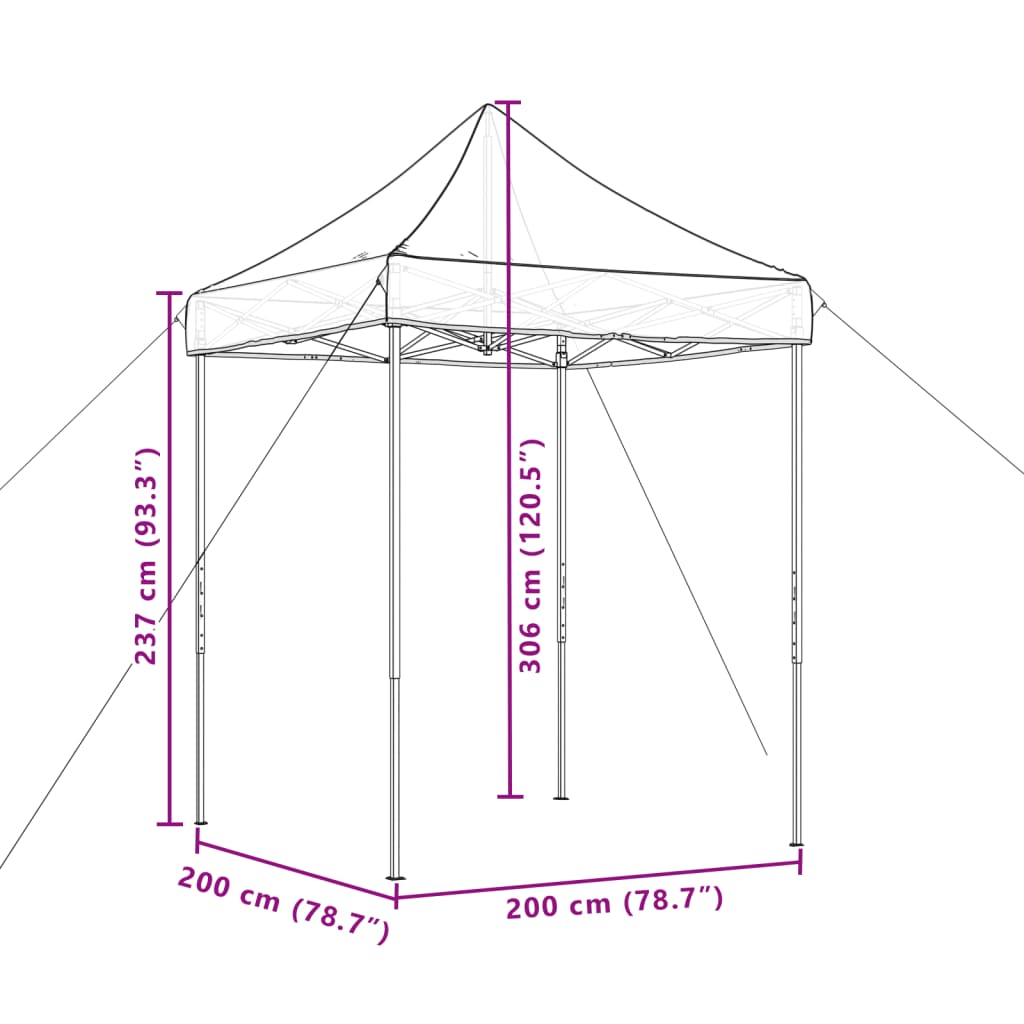 Foldable Party Tent Pop-Up Orange 200x200x306 cm