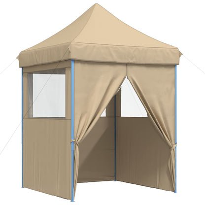 Foldable Party Tent Pop-Up with 4 Sidewalls Beige