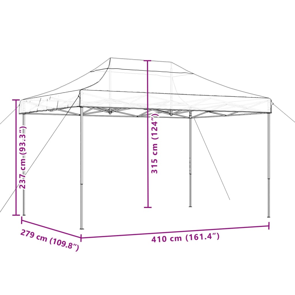 Foldable Party Tent Pop-Up Black 410x279x315 cm