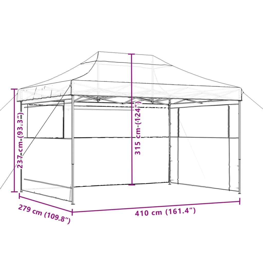 Foldable Party Tent Pop-Up with 3 Sidewalls Green