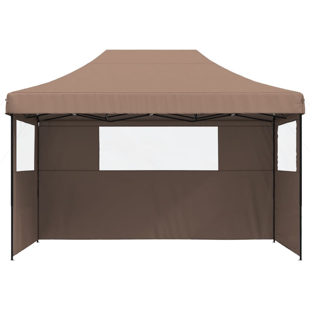 Foldable Party Tent Pop-Up with 3 Sidewalls Brown