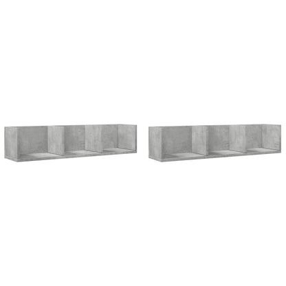 Wall Cabinets 2 pcs Concrete Grey 75x18x16.5 cm Engineered Wood