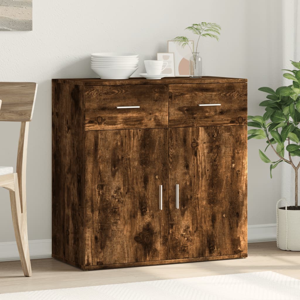 Sideboard Smoked Oak 79x38x80 cm Engineered Wood