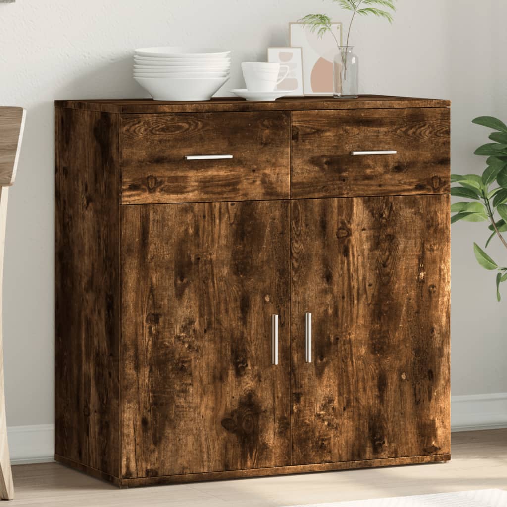 Sideboard Smoked Oak 79x38x80 cm Engineered Wood