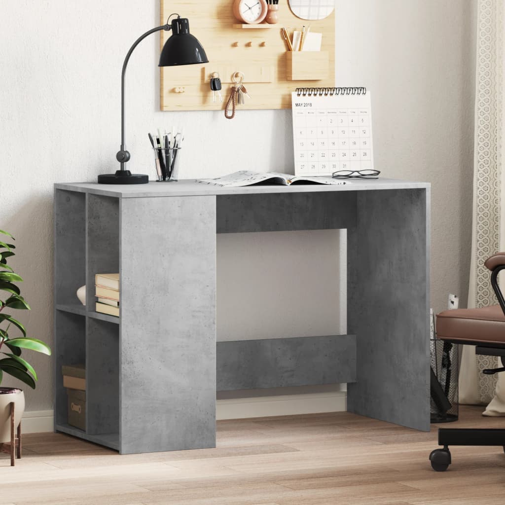 Desk Concrete Grey 102x50x75 cm Engineered Wood