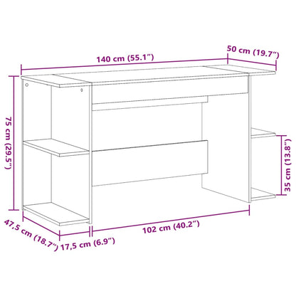 Desk Black 140x50x75 cm Engineered Wood