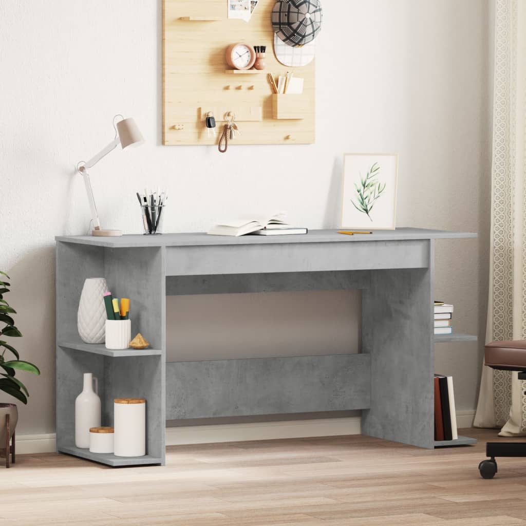 Desk Concrete Grey 140x50x75 cm Engineered Wood