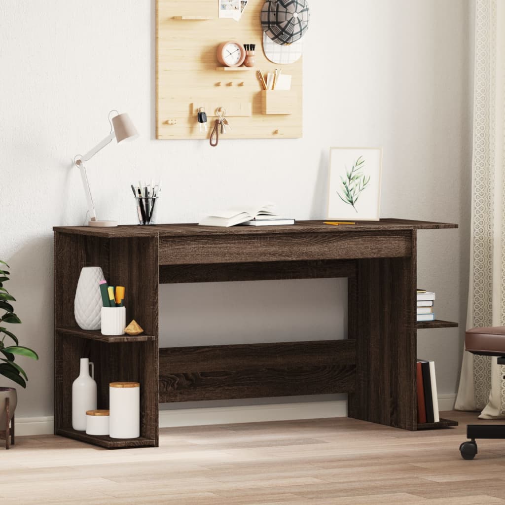 Desk Brown Oak 140x50x75 cm Engineered Wood