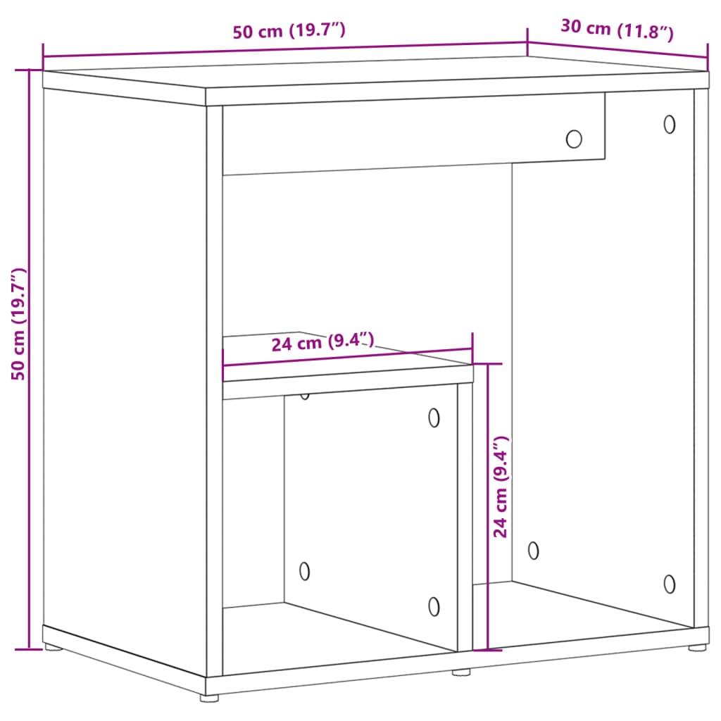 Side Table Concrete Grey 50x30x50 cm Engineered Wood