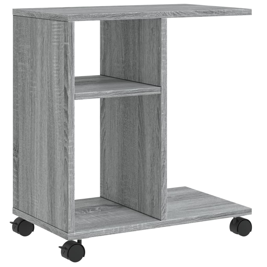 Side Table with Wheels Grey Sonoma 50x30x55 cm Engineered Wood