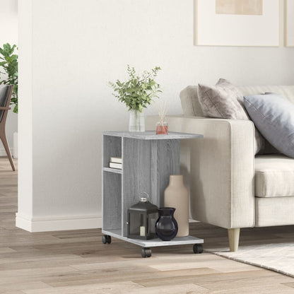 Side Table with Wheels Grey Sonoma 50x30x55 cm Engineered Wood