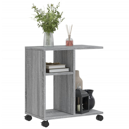 Side Table with Wheels Grey Sonoma 50x30x55 cm Engineered Wood