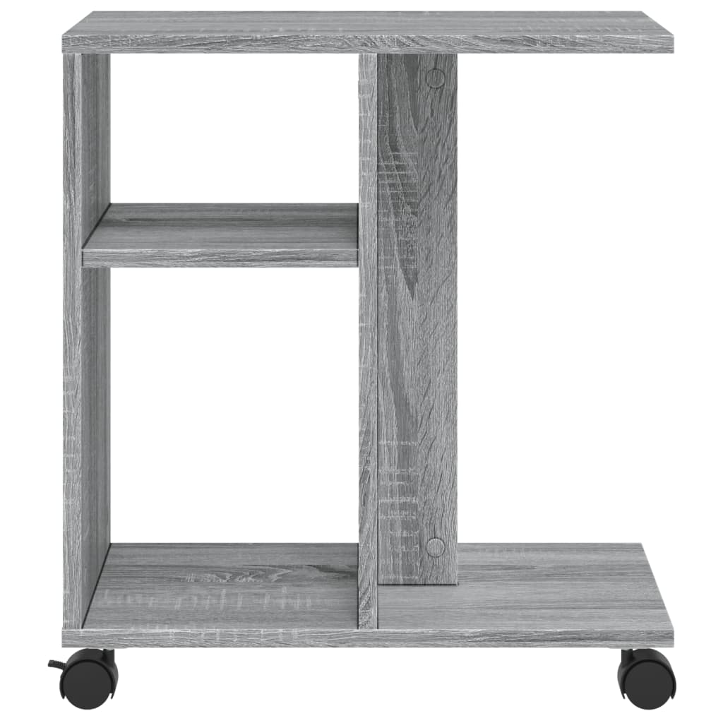 Side Table with Wheels Grey Sonoma 50x30x55 cm Engineered Wood