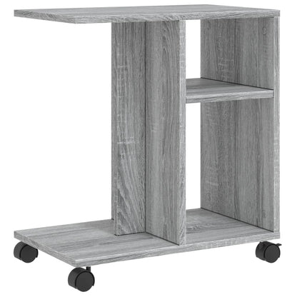 Side Table with Wheels Grey Sonoma 50x30x55 cm Engineered Wood