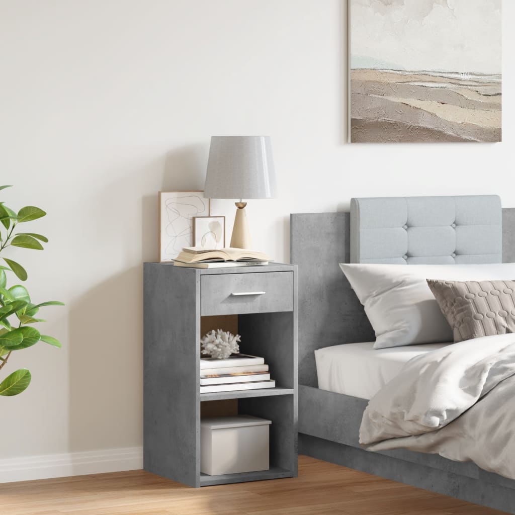 Bedside Cabinet Concrete Grey 35x34x65 cm Engineered Wood