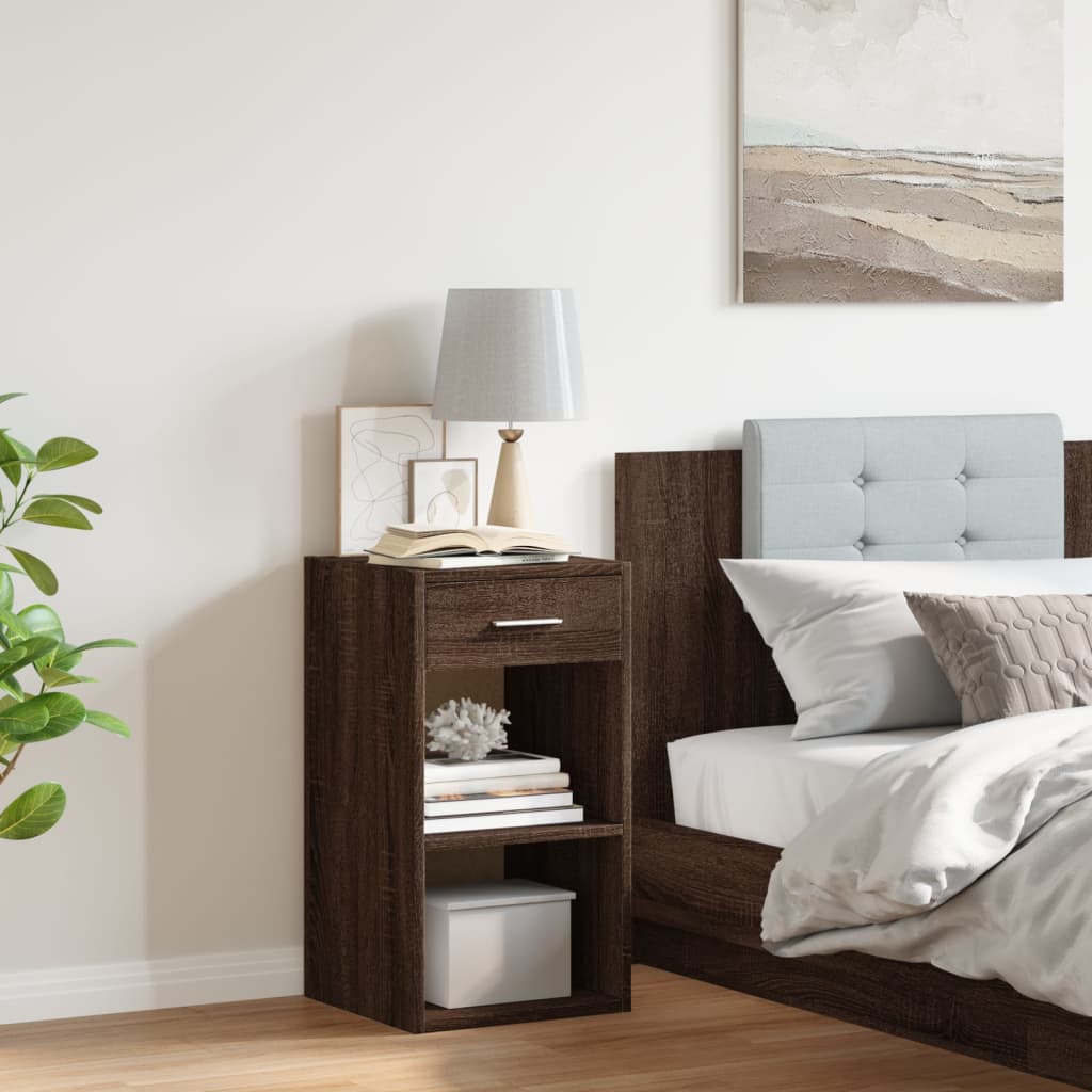 Bedside Cabinet Brown Oak 35x34x65 cm Engineered Wood