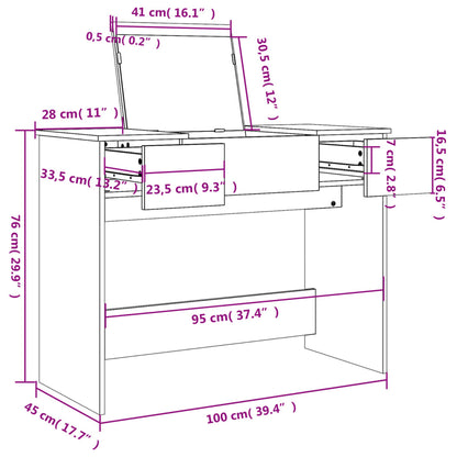 Dressing Table with Mirror White 100x45x76 cm