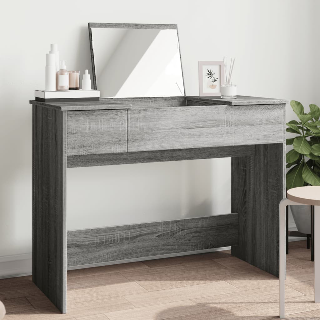 Dressing Table with Mirror Grey Sonoma 100x45x76 cm