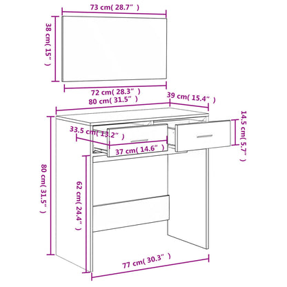 Dressing Table with Mirror White 80x39x80 cm