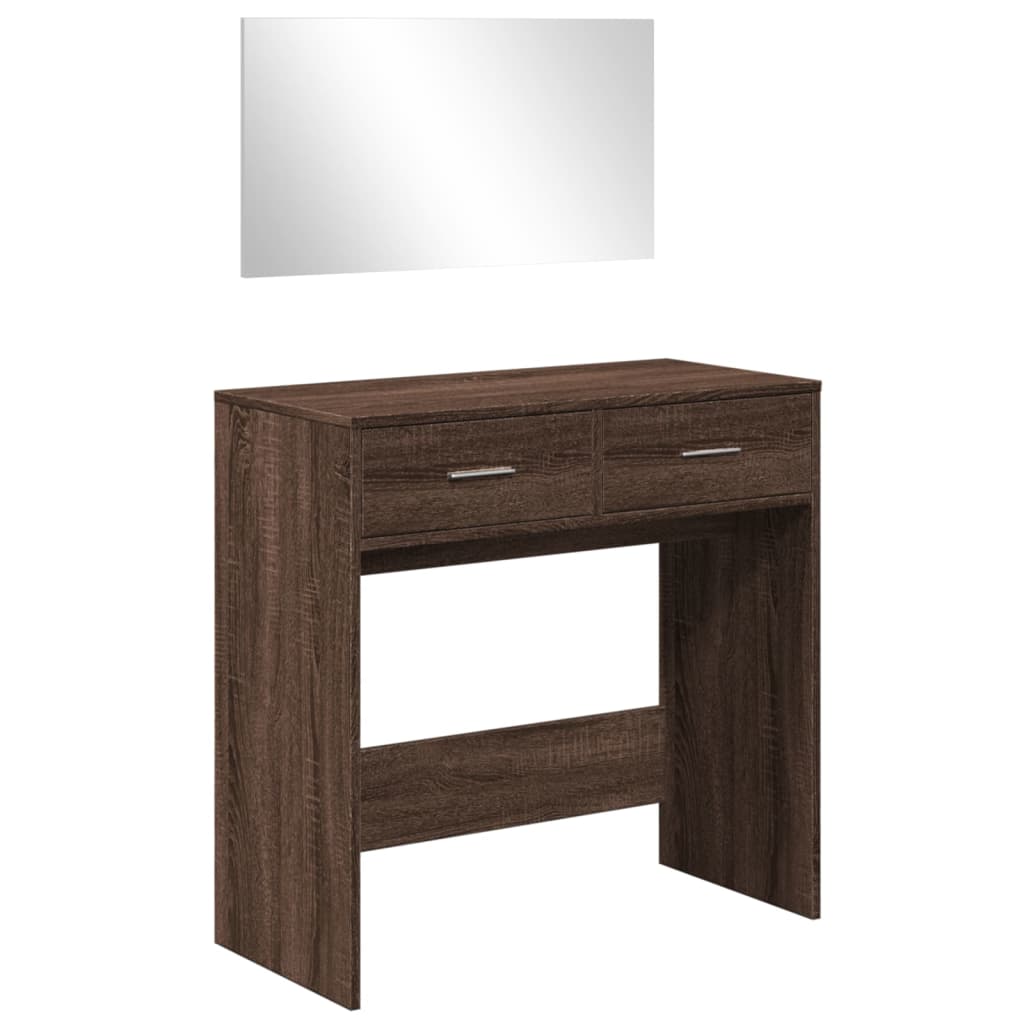 Dressing Table with Mirror Brown Oak 80x39x80 cm