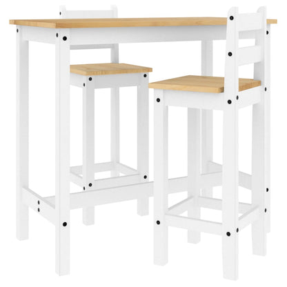 3 Piece Bar Set White Solid Wood Pine