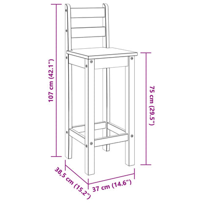 Bar Chairs 2 pcs Solid Wood Pine